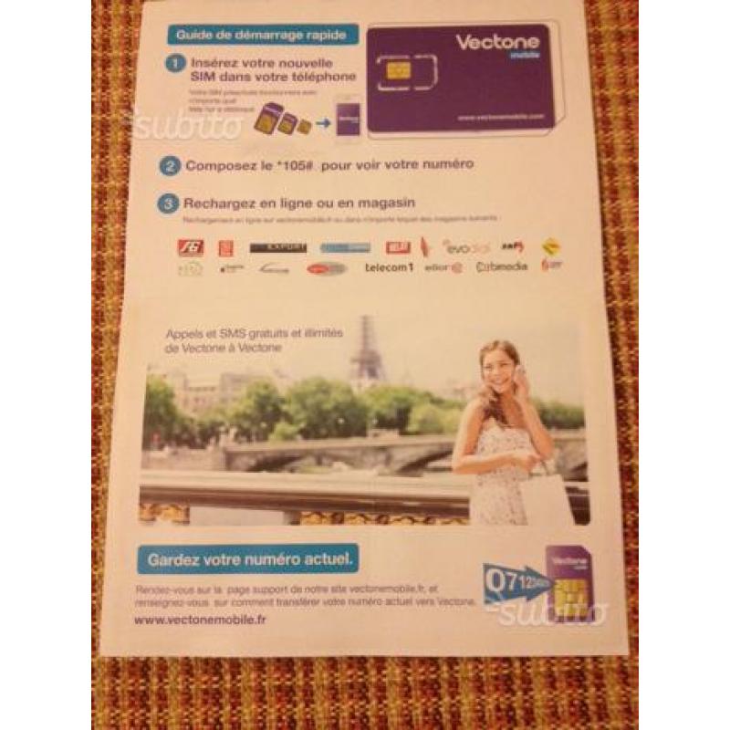 Carta Sim Francese Vectone (Sfr) nuova Originale