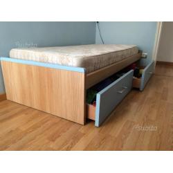 Letto singolo con 2 cassetti