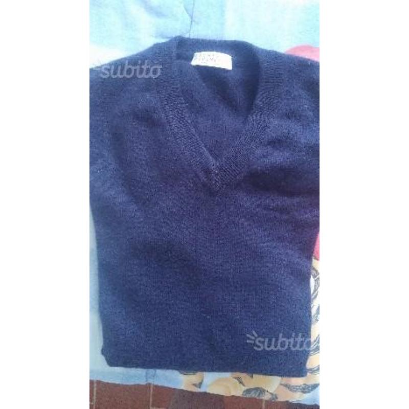 Maglione Brunello Cucinelli, blu, puro cachemire